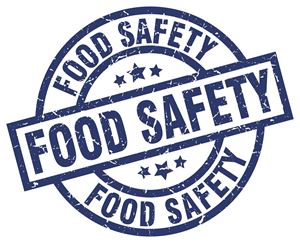 Blue logo for food safety. 